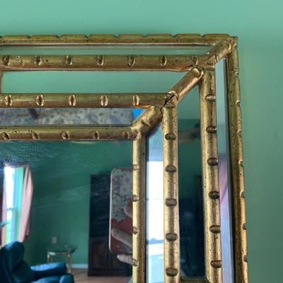 LOT 192: Gold Tone & Beveled Glass Wall Mirror