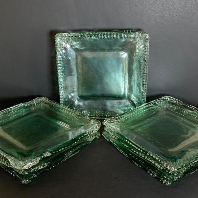 LOT 203: Heavy Art Glass Square Plates 10 3/4
