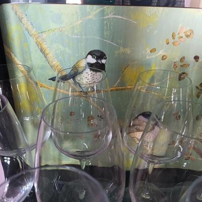 LOT 249: Bar Collection- Set of Wolfgang Puck Wine Glasses, MCM Martini Glasses, Vintage Kraftware Ice Bucket & More