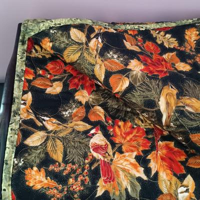 LOT 250: Collection of Quilted, Embroidered & Printed Textile Table Runners w/ a Pair of Foldable Trays