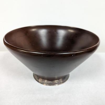 Vintage Signed Jelba Original Mahogany Wood Bowl with Sterling Silver Base