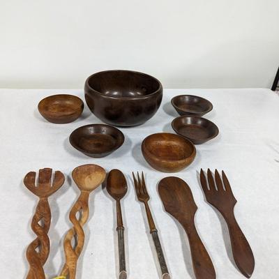 Wooden Salad Bowls & Utensils Margaret Studios Murphy NC Bowl & Vermillion Real Walnut Wood Bowl