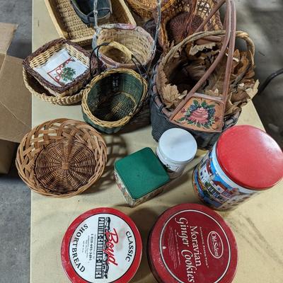 Collection Of Baskets & Tins