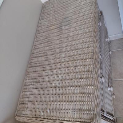 Wicker Chest of Drawers- Measures Approx 36" Wide, 19" Deep, 29" Tall
