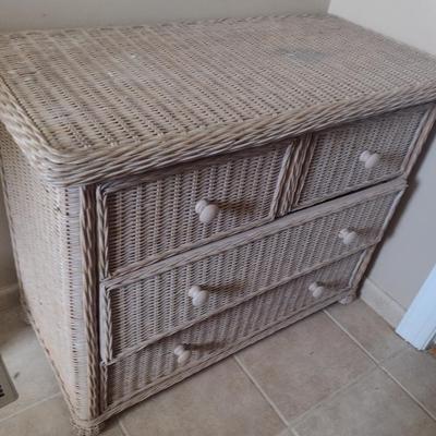 Wicker Chest of Drawers- Measures Approx 36" Wide, 19" Deep, 29" Tall