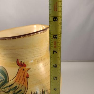 Hand Painted Ceramic Pitcher with Rooster Design