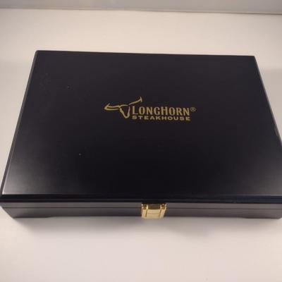 Set of Four Longhorn Steakhouse Knives with Storage Box