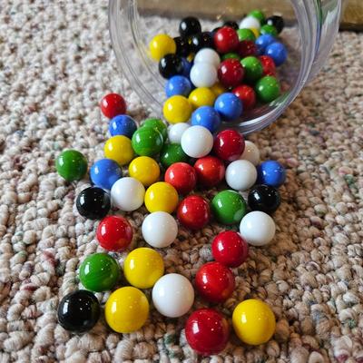 Chinese Checkers Board and Jars of Marbles (BD-DW)