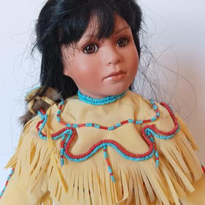 Paradise Galleries Porcelain Native American doll