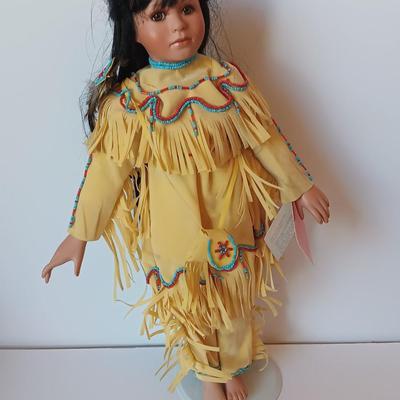 Paradise Galleries Porcelain Native American doll