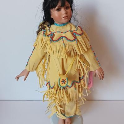 Paradise Galleries Porcelain Native American doll