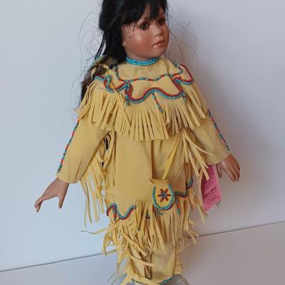 Paradise Galleries Porcelain Native American doll