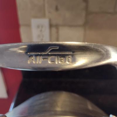 Large, All Clad Stainless Steel Stock Pot with Two Steamer Inserts