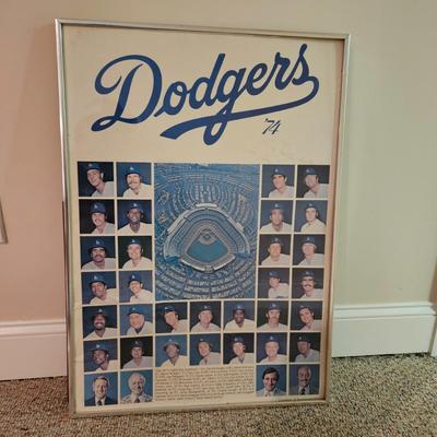 Framed 1974 Dodgers Poster Signed by Steve Garvey (BD-DW)