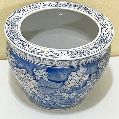 Blue Porcelain Floral Jardiniere Planter