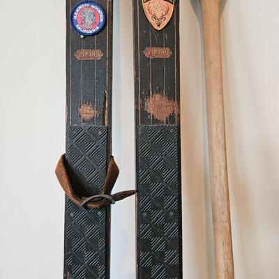 Vintage Skis and a Canoe Paddle (BD-DW)