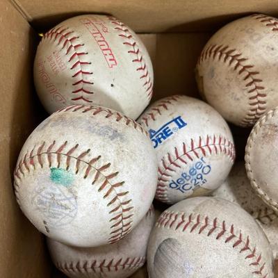 Box of vintage baseballs