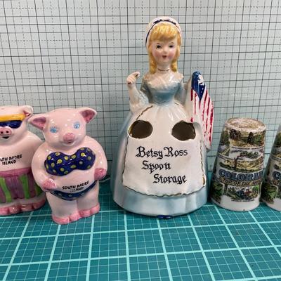 Betsy Ross spoon holder & S&P shakers