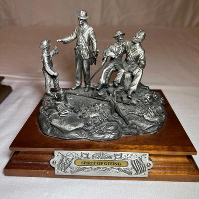 Pair of Chilmark Pewter Sculptures w/ Signature: 'Spirit of Giving' & 'Angel of Fredericksburg' (LR-RG)