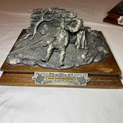 Pair of Chilmark Pewter Sculptures w/ Signature: 'Spirit of Giving' & 'Angel of Fredericksburg' (LR-RG)