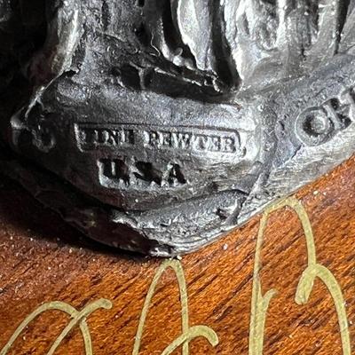 Pair of Chilmark Pewter Sculptures w/ Signature: 'Spirit of Giving' & 'Angel of Fredericksburg' (LR-RG)