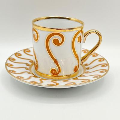 Fine Porcelain Espresso Cups & Saucers ~ Set Of Six (6)
