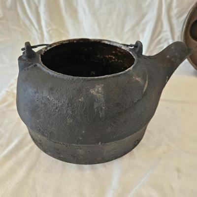 Griswold Aebleskiver Pan & Cornbread Stick Pan with #8 Steam Kettle Cast Iron (K-DW)