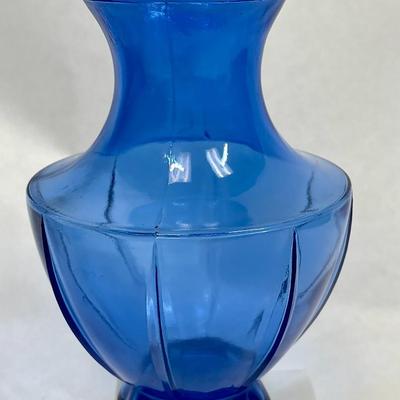 Vintage Cobalt Blue Glass Vase Floral Bouquet Decor