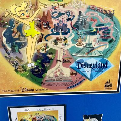 Rare Cel Art & Pin Disneyland Diamond Celebration Limited Edition Autographed Disney 60 Year Theme Park Anniversary