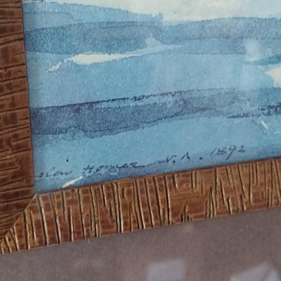 Framed Art Print "The Blue Boat" by Homer Winslow (T)