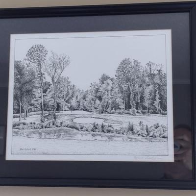 Pen and Ink Drawing Golf Course View (T)