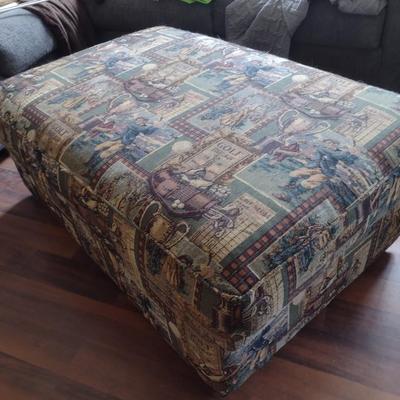 Golf Themed Upholstered Storage Ottoman (No Contents)