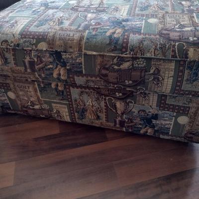 Golf Themed Upholstered Storage Ottoman (No Contents) (T)