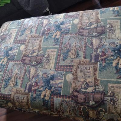 Golf Themed Upholstered Storage Ottoman (No Contents) (T)