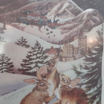 Framed Art Print Winter Rabbits by Elizabeth McAfee 189/1000 (T)