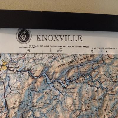 Vintage Framed Knoxville, TN Relief Composite Relief Map