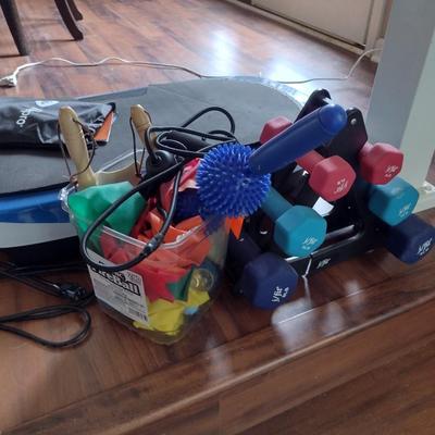 Collection of Exercise Equipment Lightweight Barbells, Life Pro Machine and Resistance Bands (Read Notes) [T]