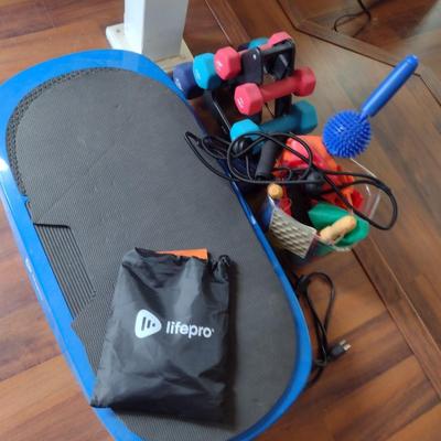 Collection of Exercise Equipment Lightweight Barbells, Life Pro Machine and Resistance Bands (Read Notes) [T]