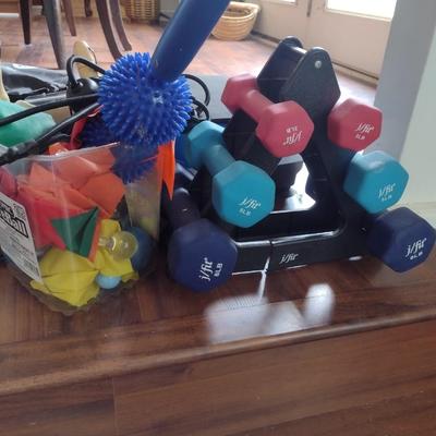 Collection of Exercise Equipment Lightweight Barbells, Life Pro Machine and Resistance Bands (Read Notes) [T]
