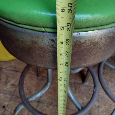 Pair of Chrome Frame Swivel Stools with Upholstered Seat (T)