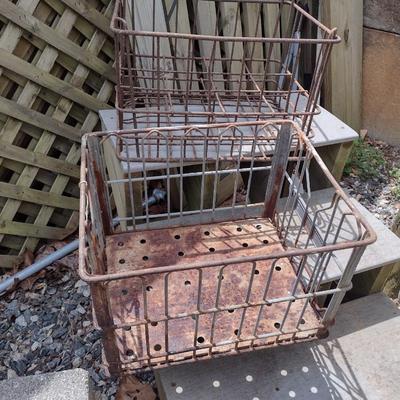 Pair of Vintage Milk Bottle Crates includes Biltmore Dairy Brand (T)