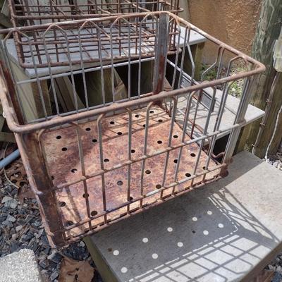 Pair of Vintage Milk Bottle Crates includes Biltmore Dairy Brand (T)