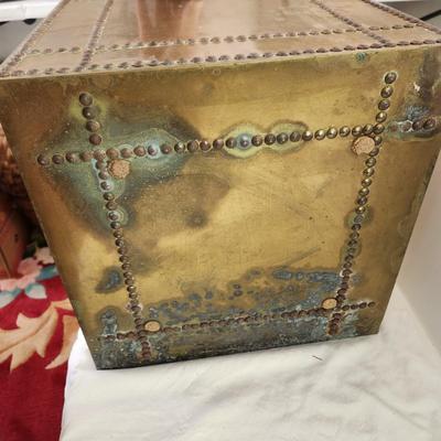 Vintage Metal Riveted Coal Kindling Firewood Box 16x16
