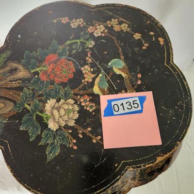 Asian Black hand painted Footed Table 13 dia x18" H