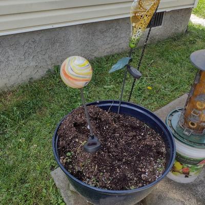 Assortment of Garden Yard Art and Decorative Items including Metal Garden Bench (See all Pictures) [T]