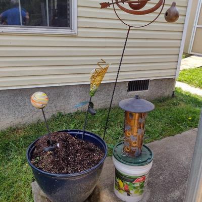 Assortment of Garden Yard Art and Decorative Items including Metal Garden Bench (See all Pictures) [T]