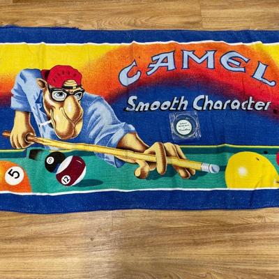 Camel cigarettes beach towel and Gambles ashtray