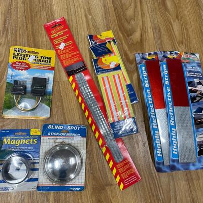 Reflective items, tubing, magnets, mirror and tow plug