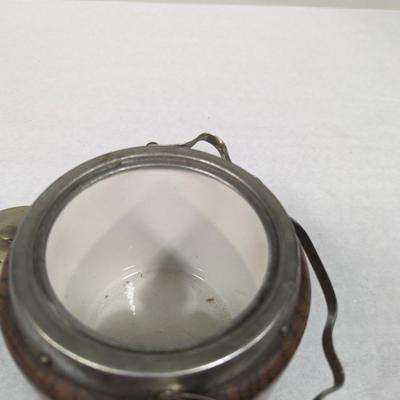 Vintage Oak & Ceramic Ice Bucket