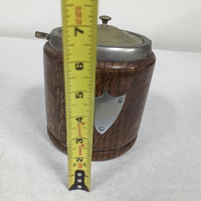 Vintage Oak & Ceramic Ice Bucket